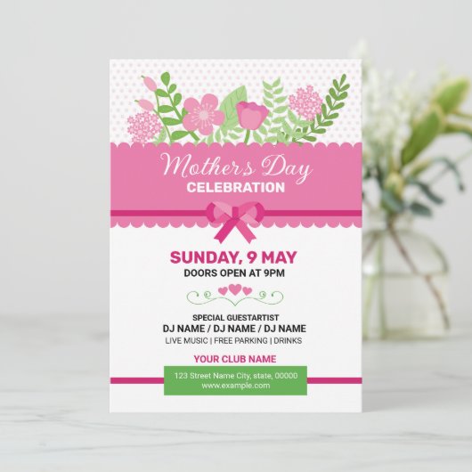 Moederdag Celebration Party Invitation Flyer Kaart (Staand voorkant)