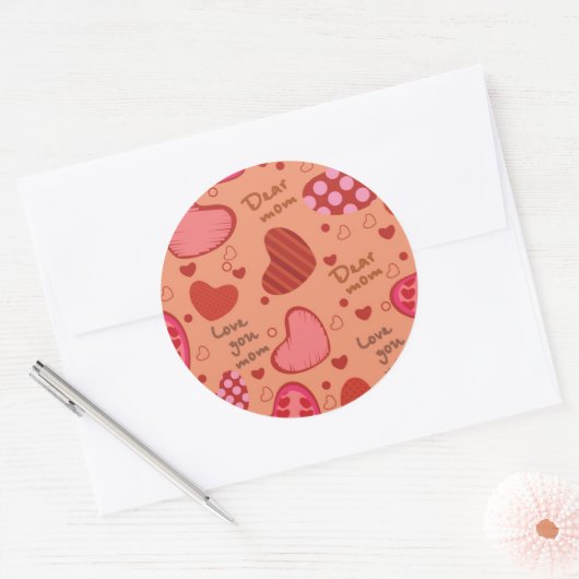 Moederdag Celebration Pattern Ronde Sticker (Envelop)