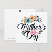 Moederdag Centrum Bloemen Sinaasappel Aqua Pink 20 Feestdagenkaart (Voorkant / Achterkant)