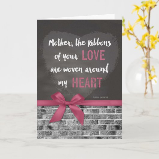 Moederdag - Chalkboard Ribbons of Love Kaart (Gele Bloem)