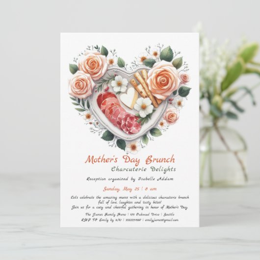 Moederdag Charcuterie Brunch uitnodiging (Staand voorkant)