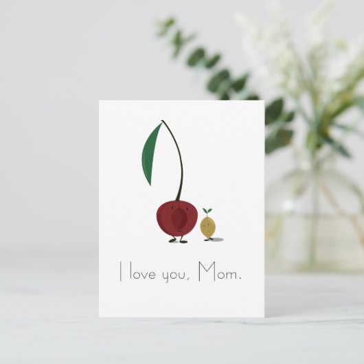 Moederdag Cherry en Cherry Pit karakters Briefkaart (Staand voorkant)