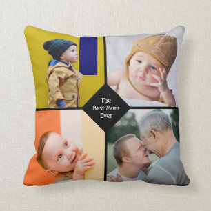 Moederdag Chic Modern Mom Familie Fotocollage Kussen