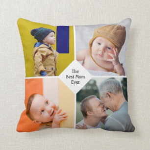 Moederdag Chic Modern Mom Familie Fotocollage Kussen