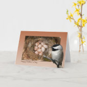 Moederdag Chickadee Kaart (Gele Bloem)