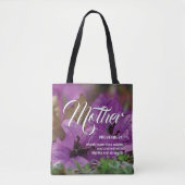 MOEDERDAG Christelijk Proverbs 31 Paarse Floral Tote Bag (Voorkant)