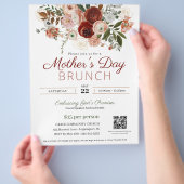 Moederdag Church Brunch Elegante Roze Bloemen Flyer (Hand)