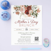 Moederdag Church Brunch Elegante Roze Bloemen Flyer (Enkel)