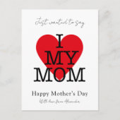 Moederdag citaat ik hou van mijn mam red hart budg feestdagenkaart (Voorkant)