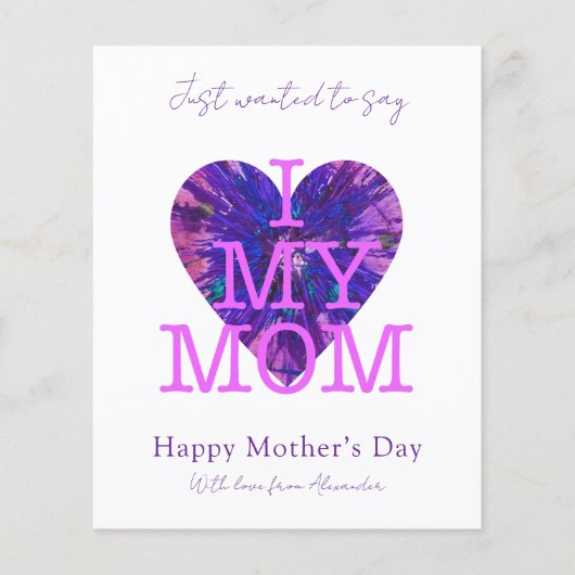 Moederdag citaat ik hou van mijn moeder waterverf  (Voorkant)