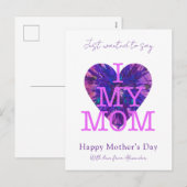 Moederdag citaat ik hou van mijn moeder waterverf  feestdagenkaart (Voorkant / Achterkant)