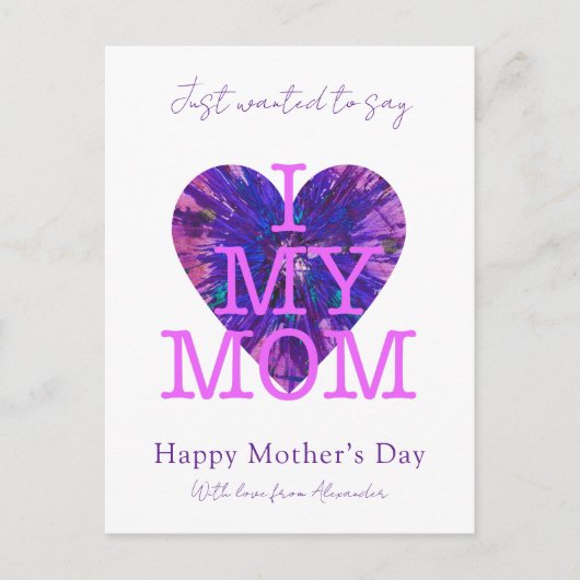 Moederdag citaat ik hou van mijn moeder waterverf  feestdagenkaart (Voorkant)
