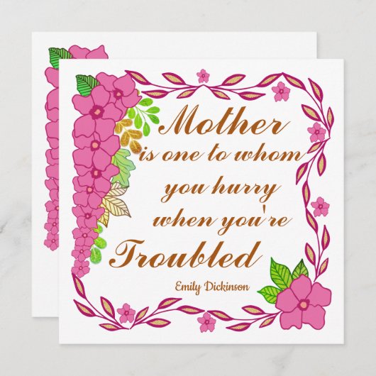 Moederdag citaat van Emily Dickinson Kaart (Voorkant / Achterkant)