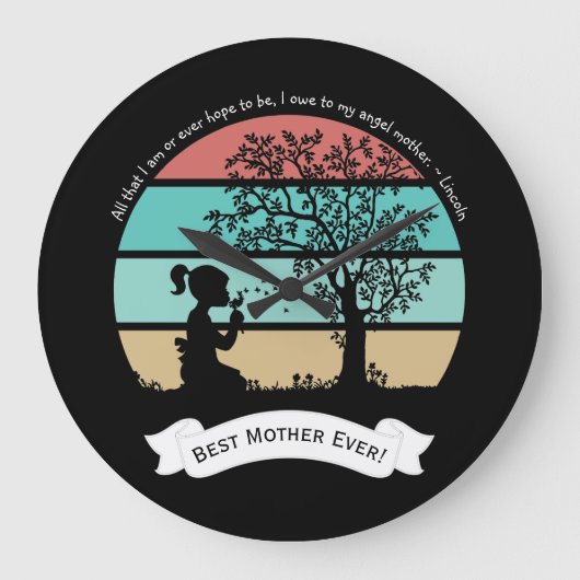 Moederdag Citaat Zitten onder Tree Angel Moeder Grote Klok (Voorkant)