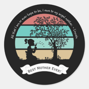 Moederdag Citaat Zitten onder Tree Angel Moeder Ronde Sticker