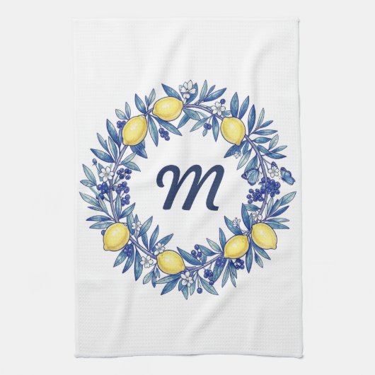 Moederdag citroen handdoek met initiaal (Verticaal)