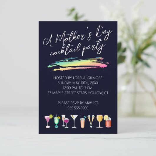Moederdag Cocktail Party-uitnodigingen Kaart (Staand voorkant)
