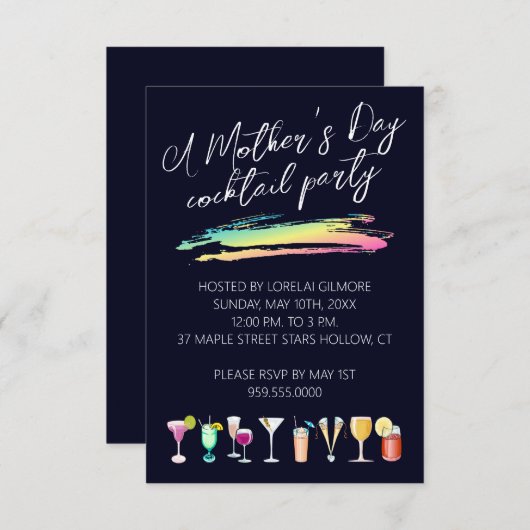 Moederdag Cocktail Party-uitnodigingen Kaart (Voorkant / Achterkant)