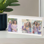 Moederdag Collage met 3 Foto's en aangepaste tekst Houten Kist Print<br><div class="desc">Het blok van het fotohout van de moederdag - of pas voor een andere gelegenheid aan! De sjabloon is opstelling klaar voor u om tot 3 foto's toe te voegen, die als 3x verticaal portretformaat worden getoond. Het ontwerp wordt geletterd met Happy Moederdag & Year.. en u bent welkom om...</div>