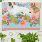Moederdag Collies en bloemen Theedoek (Gevouwen)