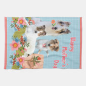 Moederdag Collies en bloemen Theedoek (Horizontaal)