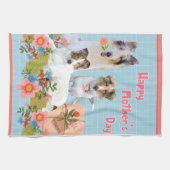 Moederdag Collies en bloemen Theedoek (Horizontaal)