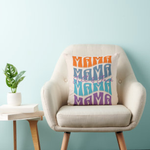 Moederdag Colorful Typography Mama Kinder Name Kussen