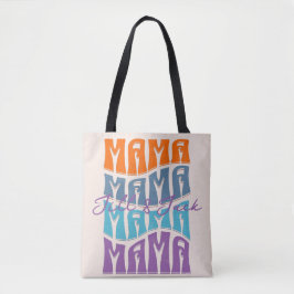 Moederdag Colorful Typography Mama Kinder Name Tote Bag