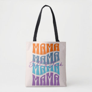 Moederdag Colorful Typography Mama Kinder Name Tote Bag