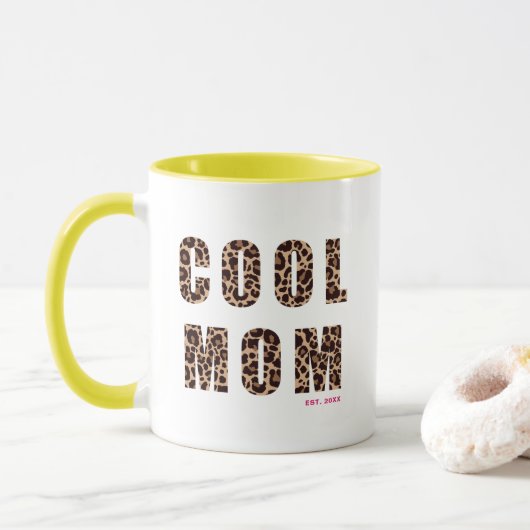 Moederdag Cool Mom Leopard Print Jaar Mok (Met donut)