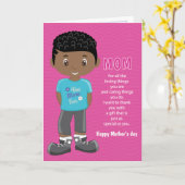 Moederdag Coupon Black Boy Kaart (Gele Bloem)