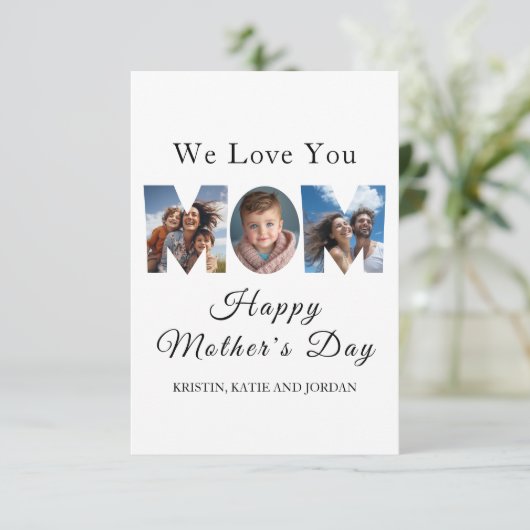 Moederdag Custom 3 Fotocollage Bedankkaart (Staand voorkant)