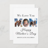 Moederdag Custom 3 Fotocollage Bedankkaart (Voorkant / Achterkant)