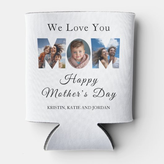 Moederdag Custom 3 Fotocollage Blikjeskoeler (Voorkant)