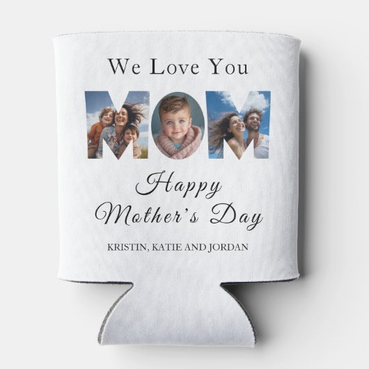 Moederdag Custom 3 Fotocollage Blikjeskoeler (Achterkant)