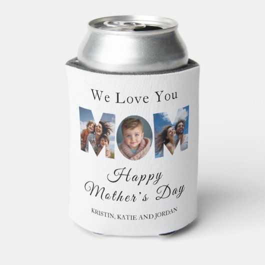 Moederdag Custom 3 Fotocollage Blikjeskoeler (Blikje Achterkant)
