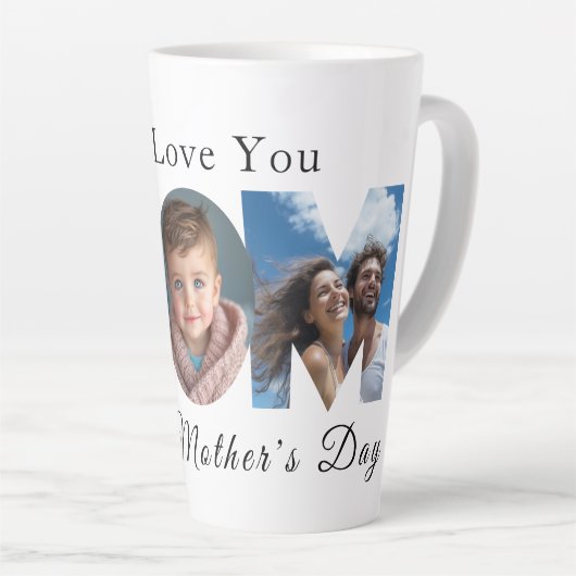 Moederdag Custom 3 Fotocollage Latte Mok (Rechterhoek)