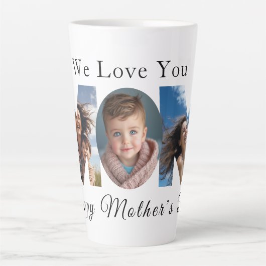Moederdag Custom 3 Fotocollage Latte Mok (Voorkant)