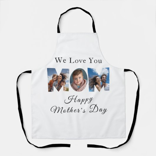 Moederdag Custom 3 Fotocollage Schort (Voorkant)
