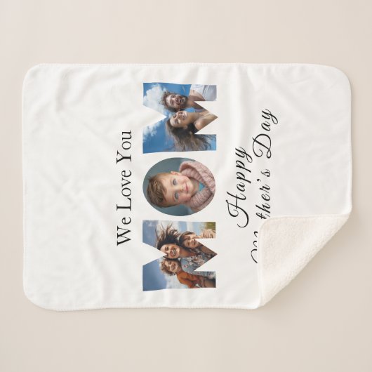 Moederdag Custom 3 Fotocollage Sherpa Deken (Voorkant (horizontaal))