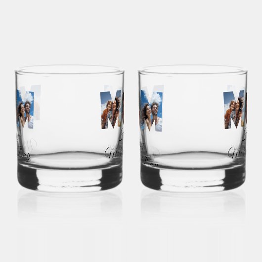 Moederdag Custom 3 Fotocollage Whisky Glas (Rechts)