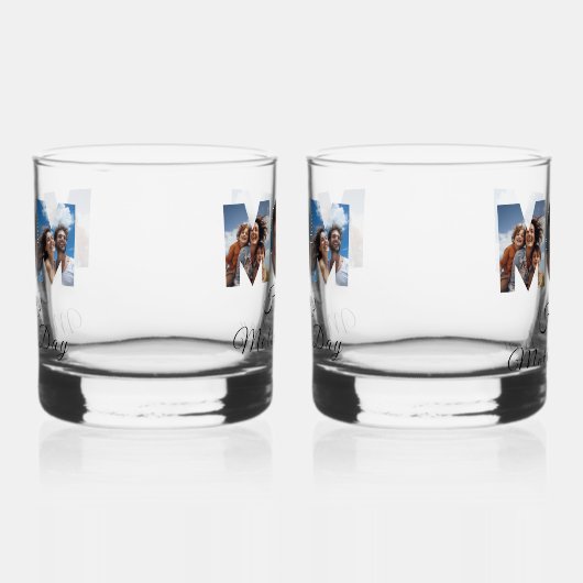 Moederdag Custom 3 Fotocollage Whisky Glas (Links)
