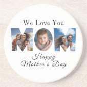 Moederdag Custom 3 Fotocollage Zandsteen Onderzetter (Voorkant)