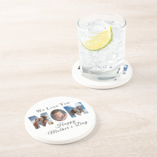 Moederdag Custom 3 Fotocollage Zandsteen Onderzetter