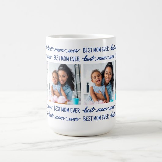 Moederdag Custom 4 Fotocollage Beste MAM ooit Koffiemok (Center)