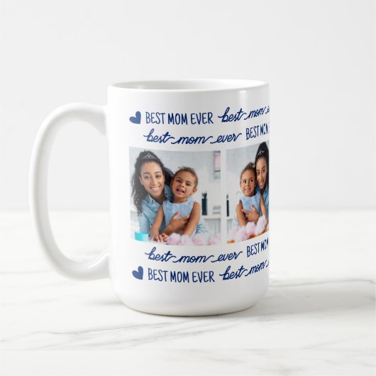 Moederdag Custom 4 Fotocollage Beste MAM ooit Koffiemok (Links)