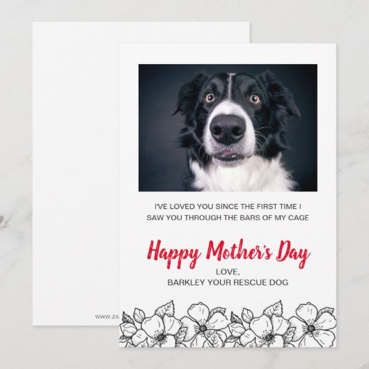 Moederdag Custom Dog Foto van Dog Pet Feestdagenkaart (Voorkant / Achterkant)