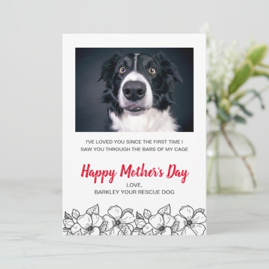 Moederdag Custom Dog Foto van Dog Pet Feestdagenkaart (Staand voorkant)
