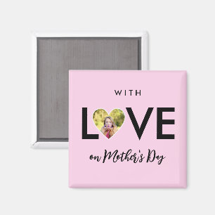Moederdag Custom Foto Roze Hart Lijst Magneet