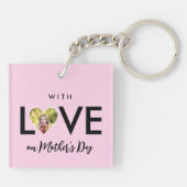 Moederdag Custom Foto Roze Hart Lijst Sleutelhanger (Achterkant)
